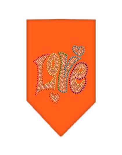 Technicolor Love Rhinestone Pet Bandana Orange Size Large