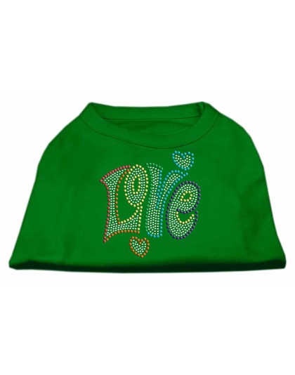 Technicolor Love Rhinestone Pet Shirt Emerald Green Lg