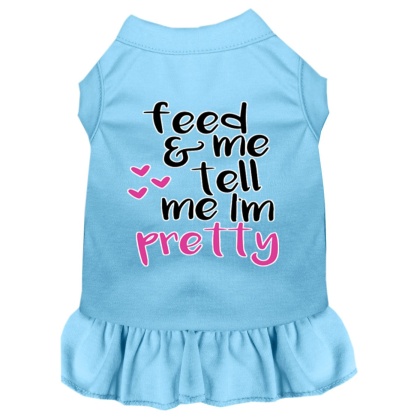 Tell me I'm Pretty Screen Print Dog Dress Baby Blue 4X (22)