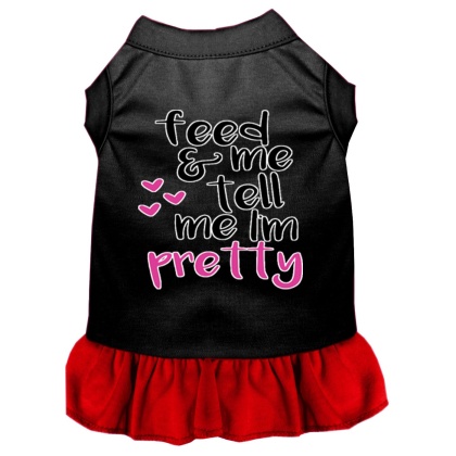 Tell me I'm Pretty Screen Print Dog Dress Black with Red Lg