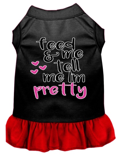 Tell me I'm Pretty Screen Print Dog Dress Black with Red Lg