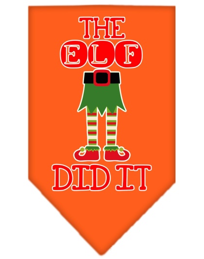 The Elf Did It Screen Print Bandana Orange Large