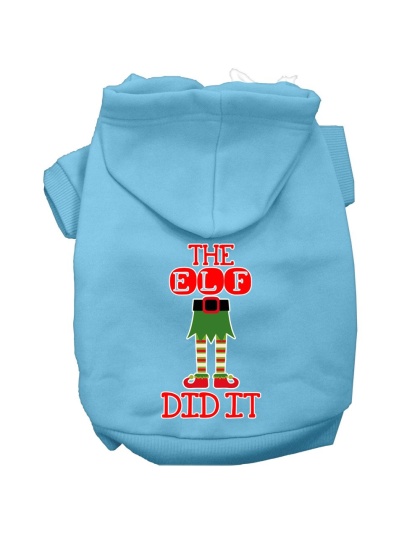 The Elf Did It Screen Print Dog Hoodie Baby Blue L