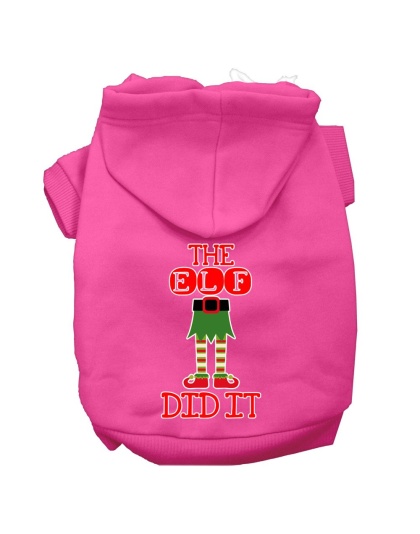 The Elf Did It Screen Print Dog Hoodie Bright Pink L