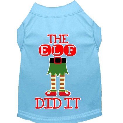 The Elf Did It Screen Print Dog Shirt Baby Blue Lg