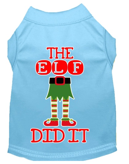 The Elf Did It Screen Print Dog Shirt Baby Blue Lg