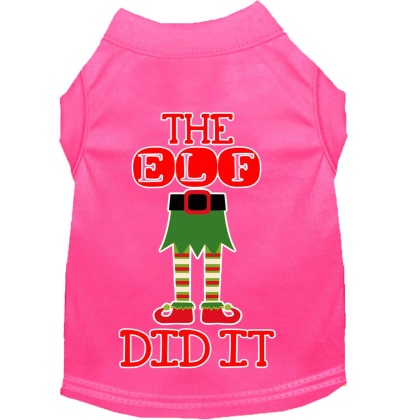 The Elf Did It Screen Print Dog Shirt Bright Pink Lg