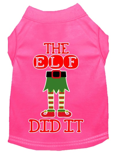 The Elf Did It Screen Print Dog Shirt Bright Pink Lg