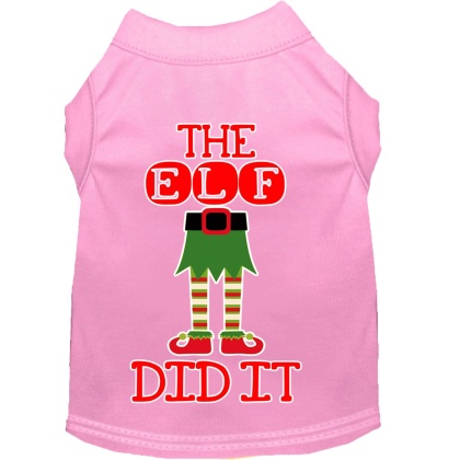 The Elf Did It Screen Print Dog Shirt Light Pink Lg