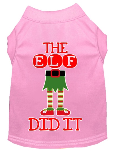 The Elf Did It Screen Print Dog Shirt Light Pink Lg