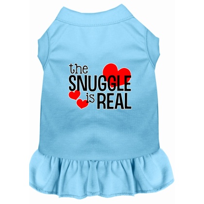 The Snuggle is Real Screen Print Dog Dress Baby Blue 4X