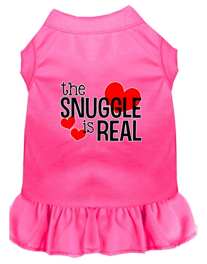 The Snuggle is Real Screen Print Dog Dress Bright Pink 4X
