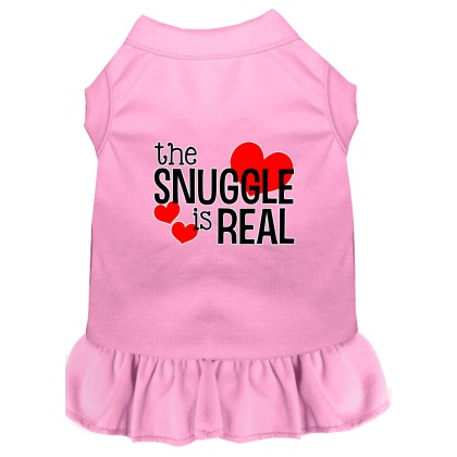 The Snuggle is Real Screen Print Dog Dress Light Pink 4X