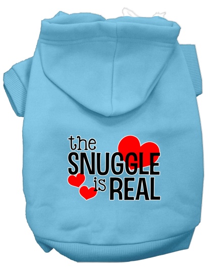 The Snuggle is Real Screen Print Dog Hoodie Baby Blue L