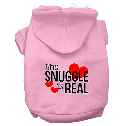 The Snuggle is Real Screen Print Dog Hoodie Light Pink L