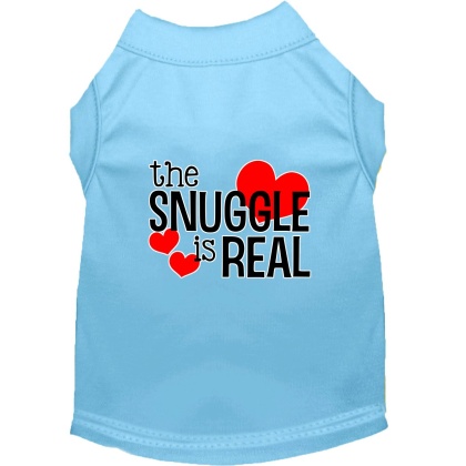 The Snuggle is Real Screen Print Dog Shirt Baby Blue Lg