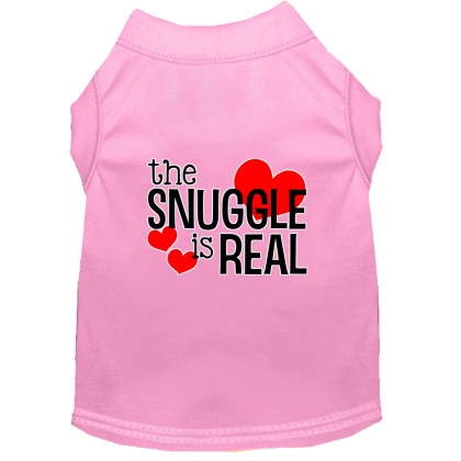 The Snuggle is Real Screen Print Dog Shirt Light Pink Lg