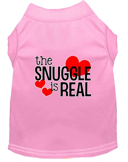 The Snuggle is Real Screen Print Dog Shirt Light Pink Lg