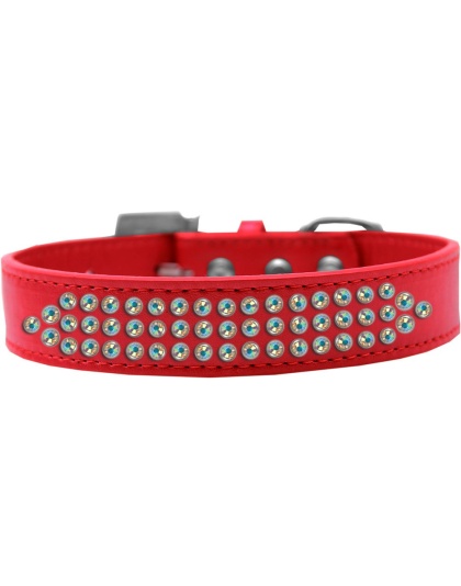 Three Row AB Crystal Dog Collar Red Size 12