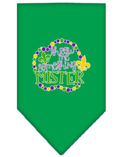 Throw me Something Screen Print Mardi Gras Bandana Emerald Green Large