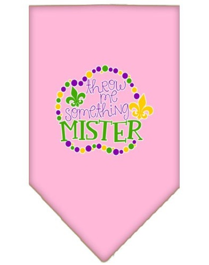 Throw me Something Screen Print Mardi Gras Bandana Light Pink Large