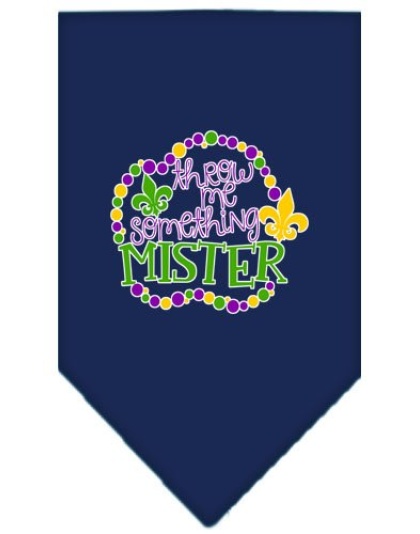 Throw me Something Screen Print Mardi Gras Bandana Navy Blue large
