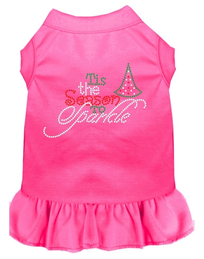 Tis the Season to Sparkle Rhinestone Dog Dress Bright Pink 4X