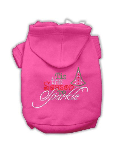 Tis the Season to Sparkle Rhinestone Dog Hoodie Bright Pink L