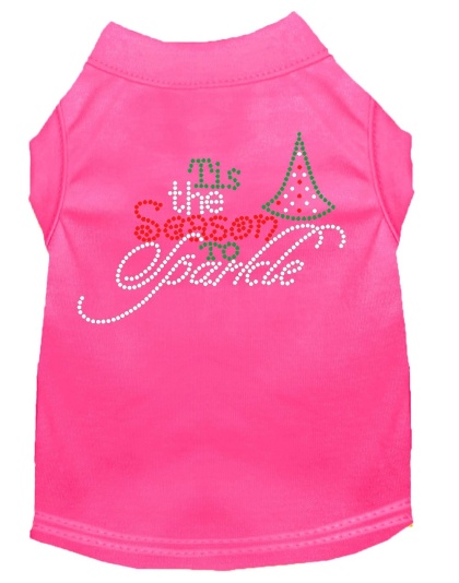 Tis the Season to Sparkle Rhinestone Dog Shirt Bright Pink Lg