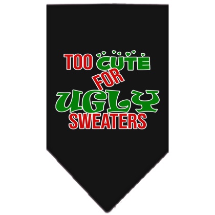 Too Cute for Ugly Sweaters Screen Print Bandana Black Large
