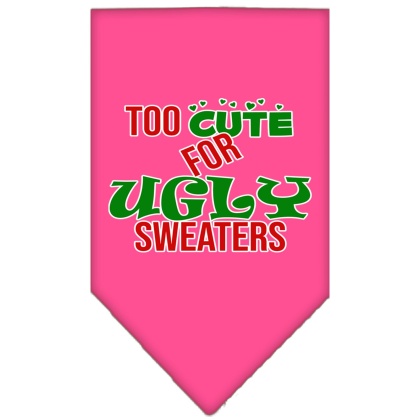 Too Cute for Ugly Sweaters Screen Print Bandana Bright Pink Large