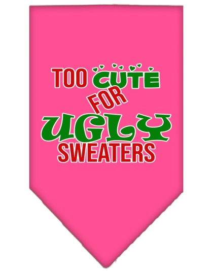 Too Cute for Ugly Sweaters Screen Print Bandana Bright Pink Large