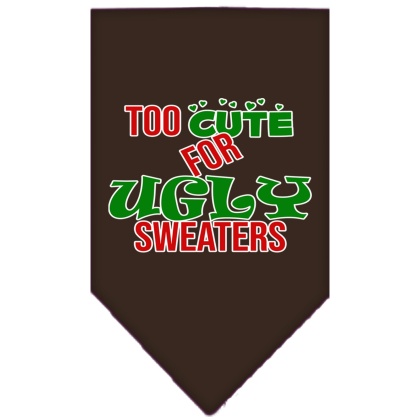 Too Cute for Ugly Sweaters Screen Print Bandana Cocoa Large