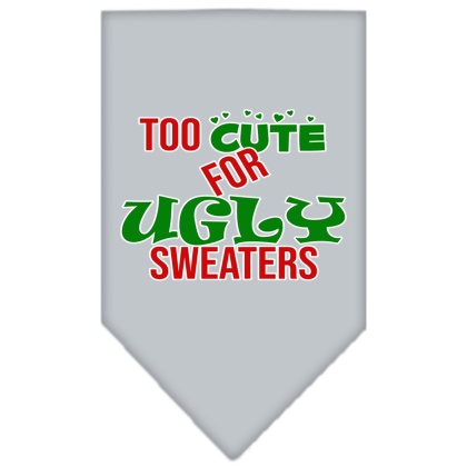 Too Cute for Ugly Sweaters Screen Print Bandana Grey Large