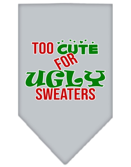 Too Cute for Ugly Sweaters Screen Print Bandana Grey Large