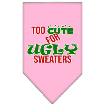 Too Cute for Ugly Sweaters Screen Print Bandana Light Pink Large
