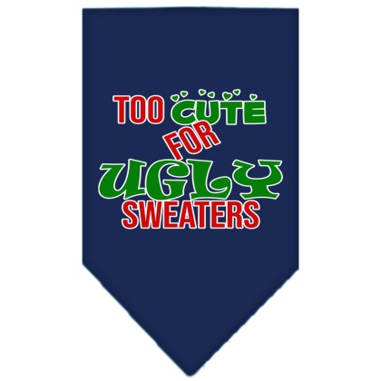 Too Cute for Ugly Sweaters Screen Print Bandana Navy Blue large