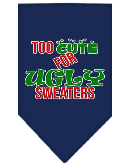 Too Cute for Ugly Sweaters Screen Print Bandana Navy Blue large