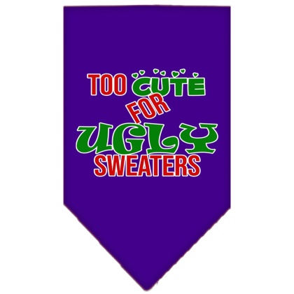 Too Cute for Ugly Sweaters Screen Print Bandana Purple Large
