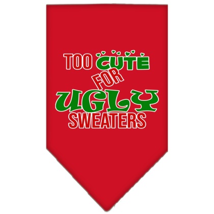Too Cute for Ugly Sweaters Screen Print Bandana Red Large