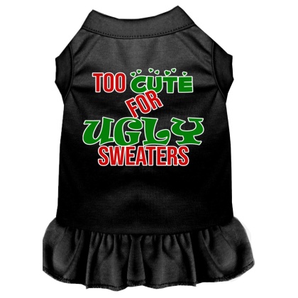 Too Cute for Ugly Sweaters Screen Print Dog Dress Black 4X