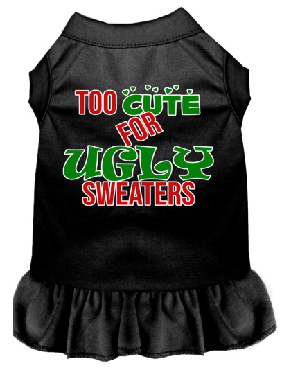 Too Cute for Ugly Sweaters Screen Print Dog Dress Black 4X