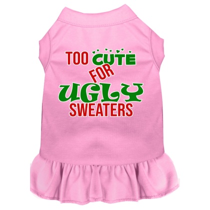 Too Cute for Ugly Sweaters Screen Print Dog Dress Light Pink 4X