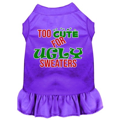 Too Cute for Ugly Sweaters Screen Print Dog Dress Purple 4X