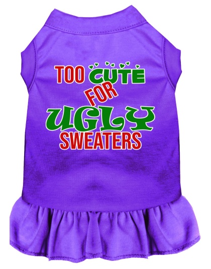 Too Cute for Ugly Sweaters Screen Print Dog Dress Purple 4X