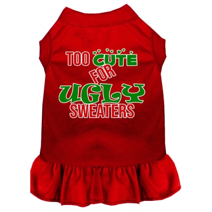 Too Cute for Ugly Sweaters Screen Print Dog Dress Red 4X