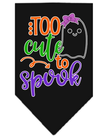 Too Cute to Spook-Girly Ghost Screen Print Bandana Black Large