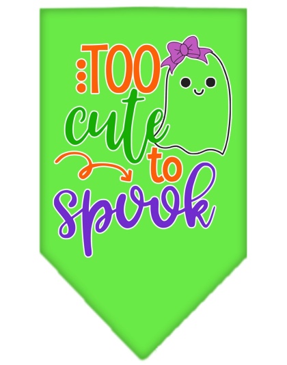 Too Cute to Spook-Girly Ghost Screen Print Bandana Lime Green Large