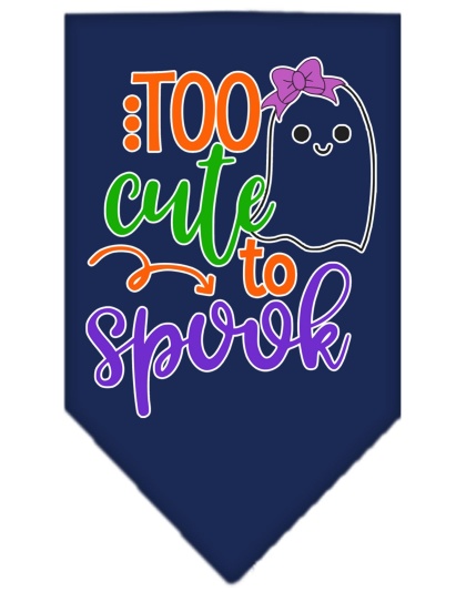 Too Cute to Spook-Girly Ghost Screen Print Bandana Navy Blue large