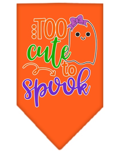 Too Cute to Spook-Girly Ghost Screen Print Bandana Orange Large